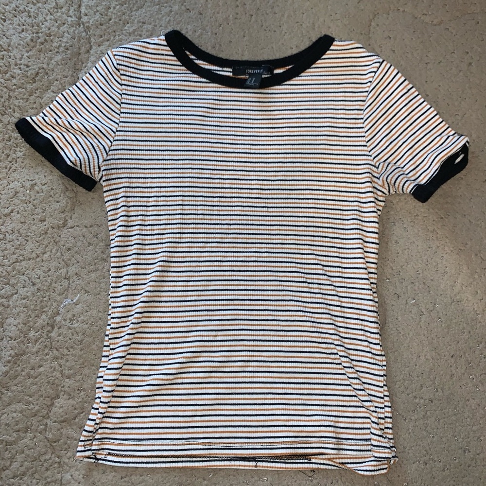 cute striped formfitting crop top